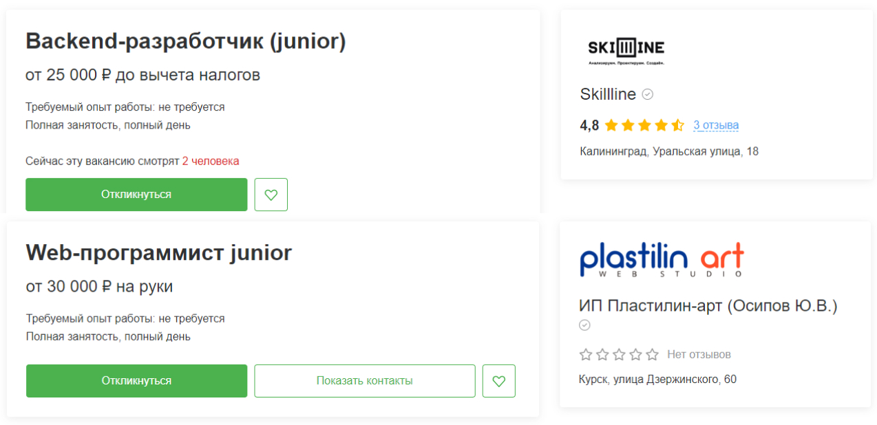 Зарплата Битрикс-разработчика уровня Junior